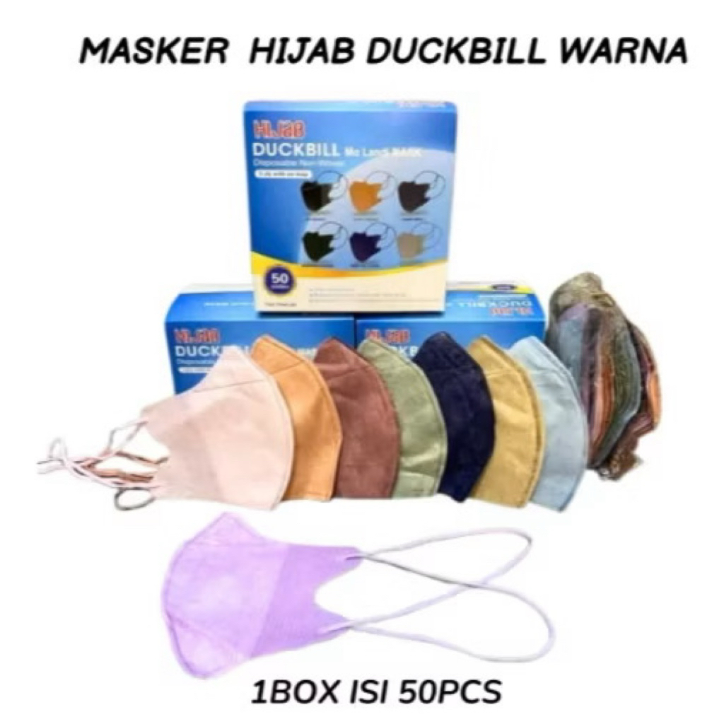 Masker Hijab Duckbill Headloop Face Mask Tali 50 Pcs