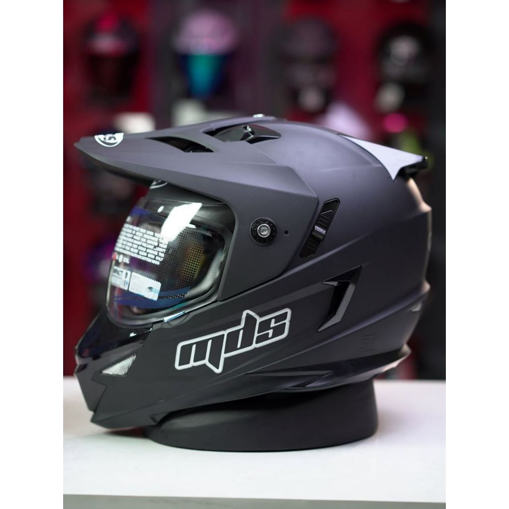 HELM MDS SUPERPRO BLACK DOFF HELM MDS SUPER PRO HITAM DOFF MDS SUPERMOTO MDS SUPER MOTO ORI MURAH