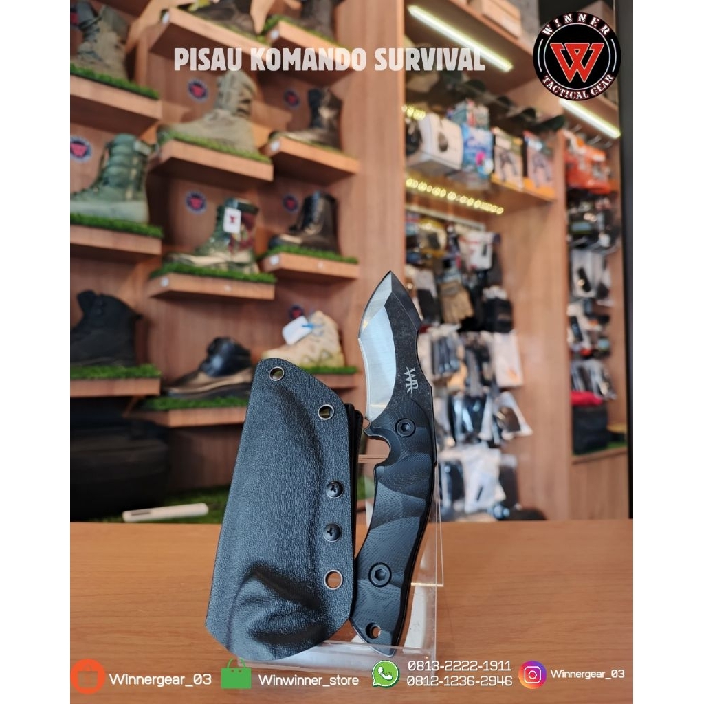 Pisau komando survival black import