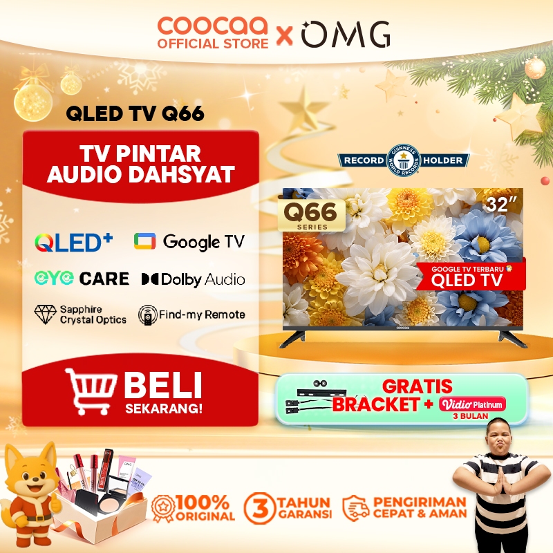 TERBARU COOCAA TV 32 inch Q66 - 2K QLED - Google TV - Sapphire Crystal Optics - HDR10/HLG - Eye Care