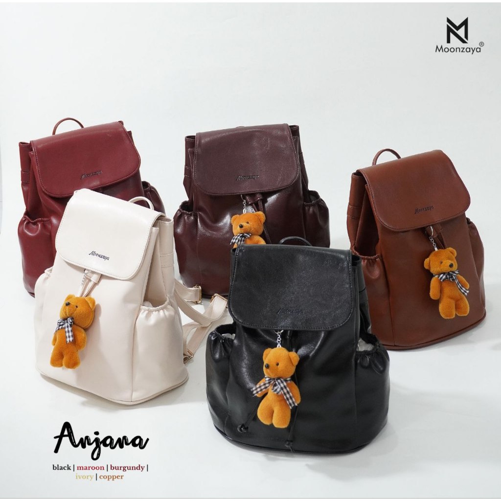 Moonzaya Tas Ransel Anjana Gendong Wanita Bahan Tahan Air Backpack Leather Sintesis