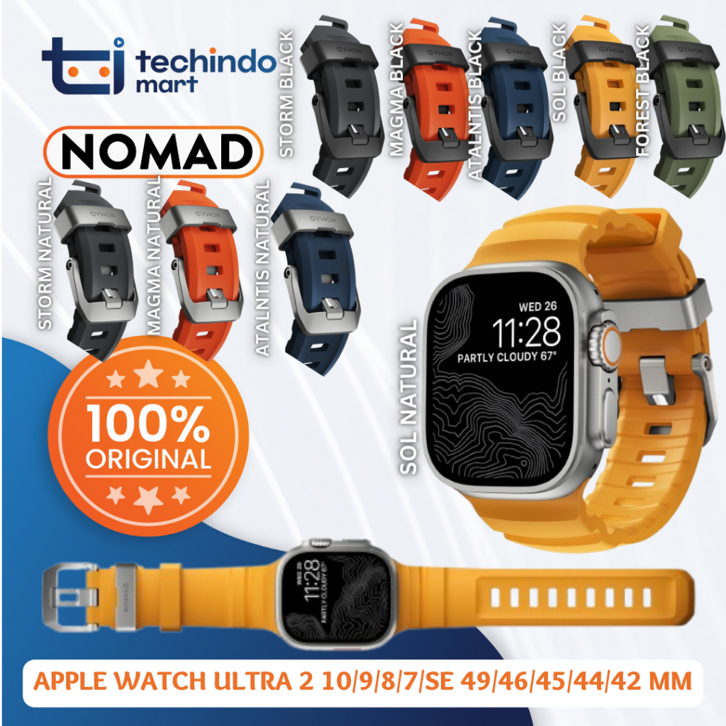Strap for Apple Watch Ultra 2 10/9/8/7/SE 49/46/45/44/42 mm Nomad Rocky Point Sport Rubber Soft Band