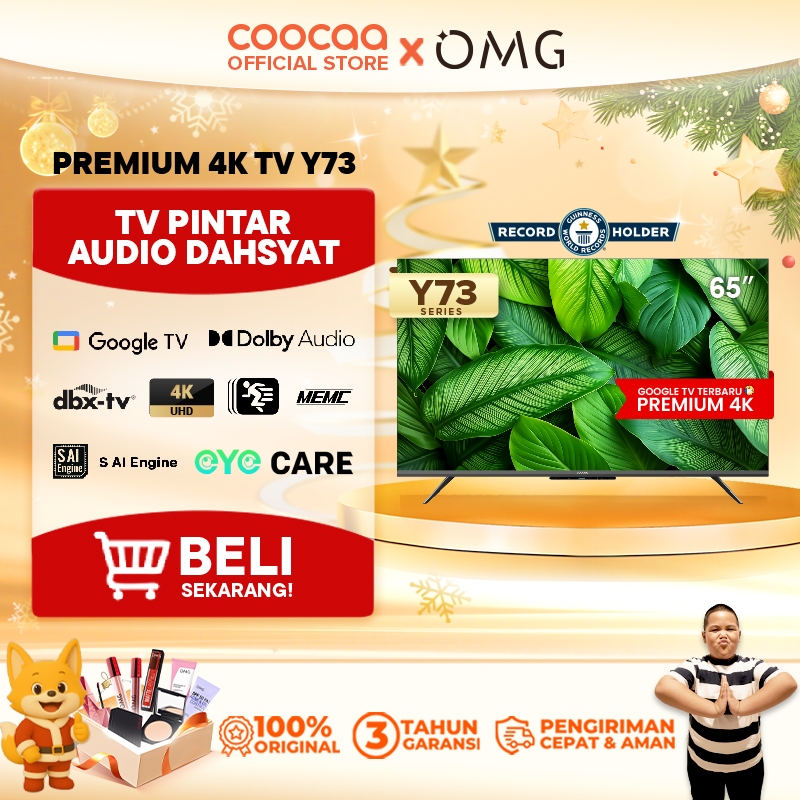 TERBARU COOCAA TV 65 inch Y73 - 4K Google TV - S AI Engine - MEMC - Dolby Audio - HDR10/HLG - Find M