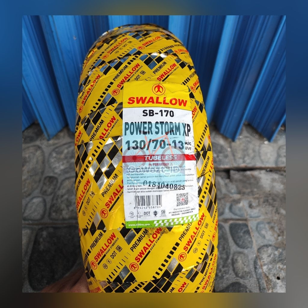 Ban Luar Motor Tubeless Ukuran 130/70-13 Swallow SB-170 Power Storm XP Ring 13 Tubless | Best Qualit