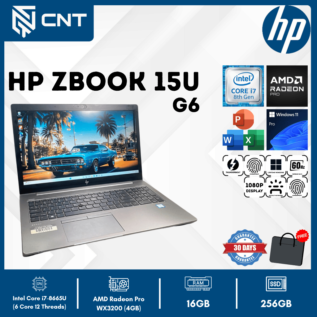 HP ZBook 15U G6 Core i7-8665U Radeon Pro WX3200 4GB (16/256GB) Laptop Workstation Slim