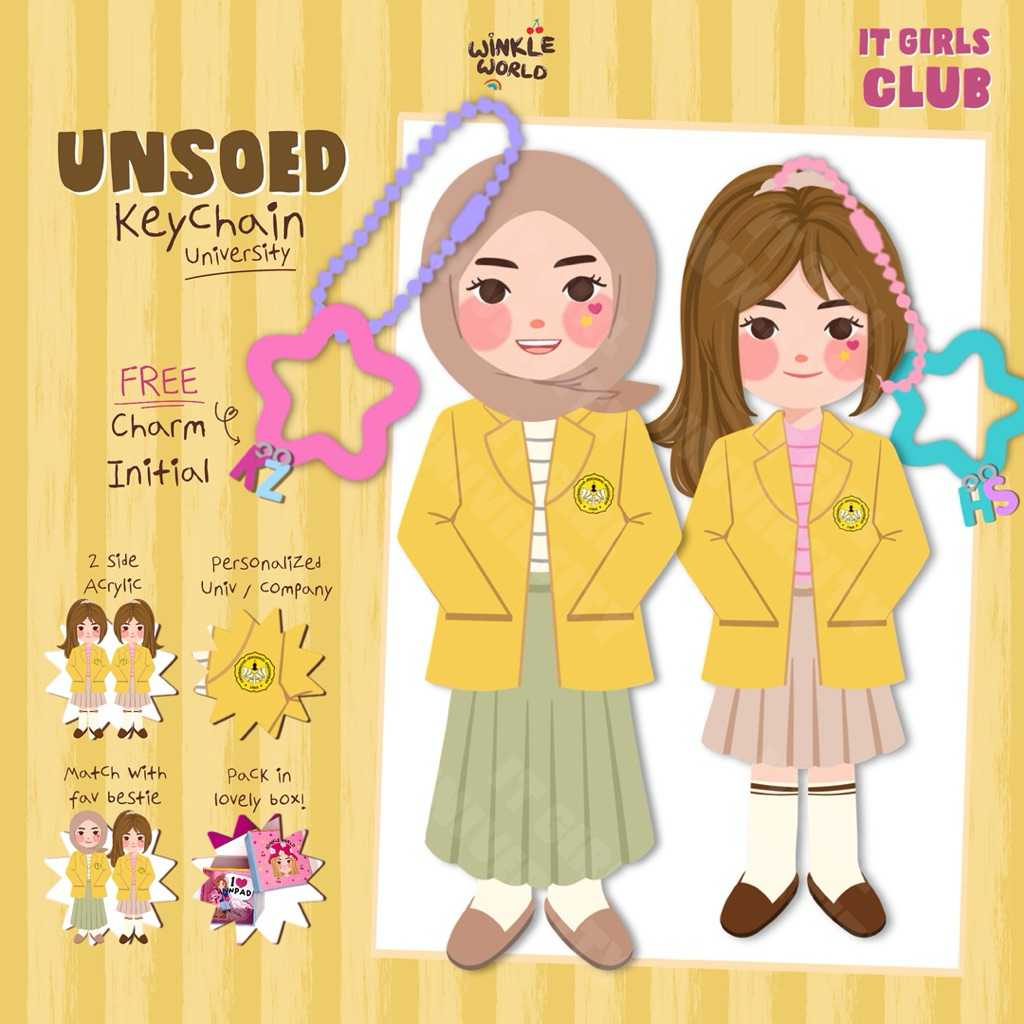 Winkleworld Keychain It Girls UNSOED Universitas Jenderal Soedirman Package / Gantungan Kunci Akrili