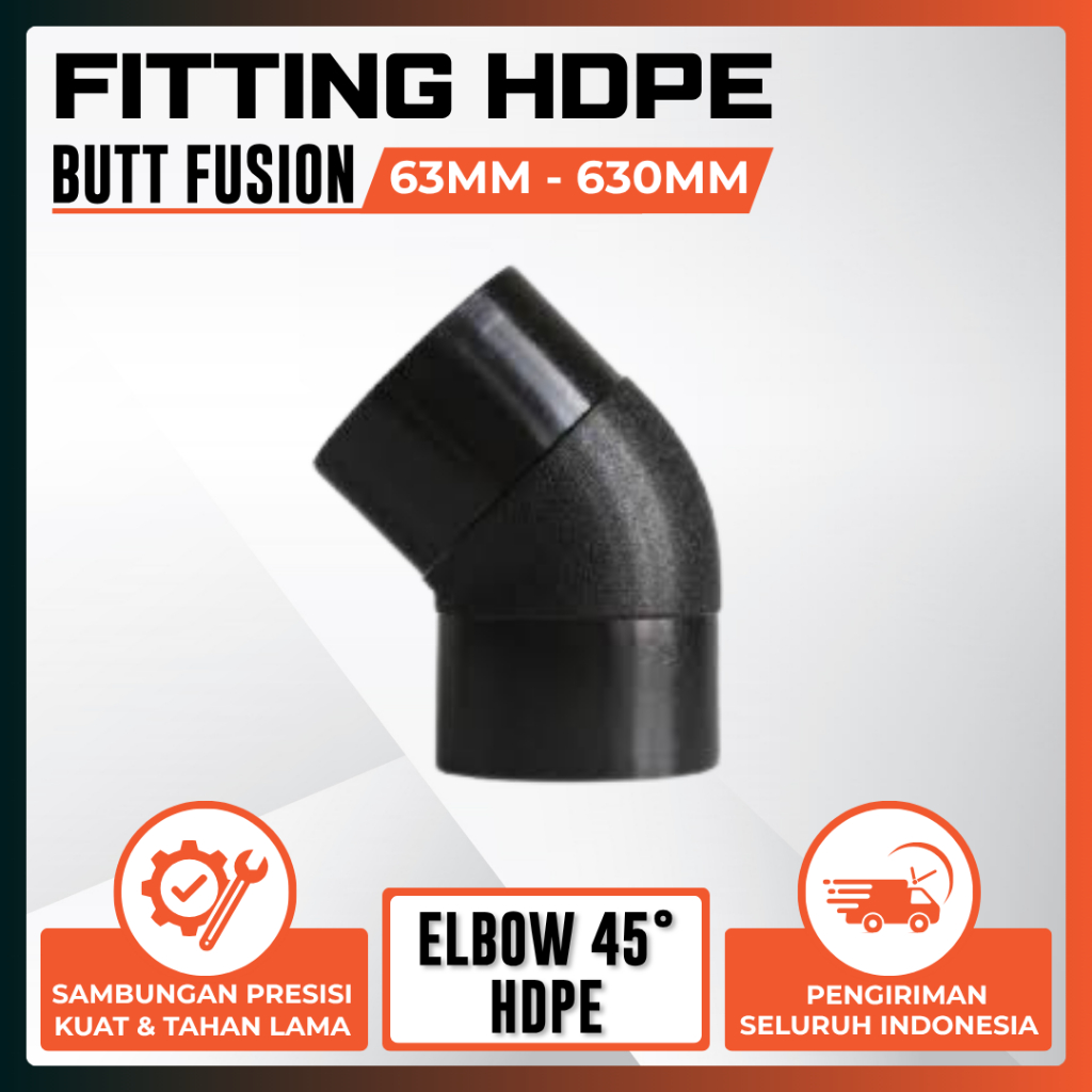 Elbow 45° Pipa Hdpe Ukuran 200mm Atau 8" Inch - Sambungan Pipa Hdpe