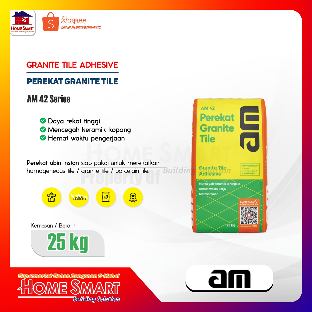 Perekat Granit AM 42 Instan 25KG Daya Rekat Tinggi AM Mortar