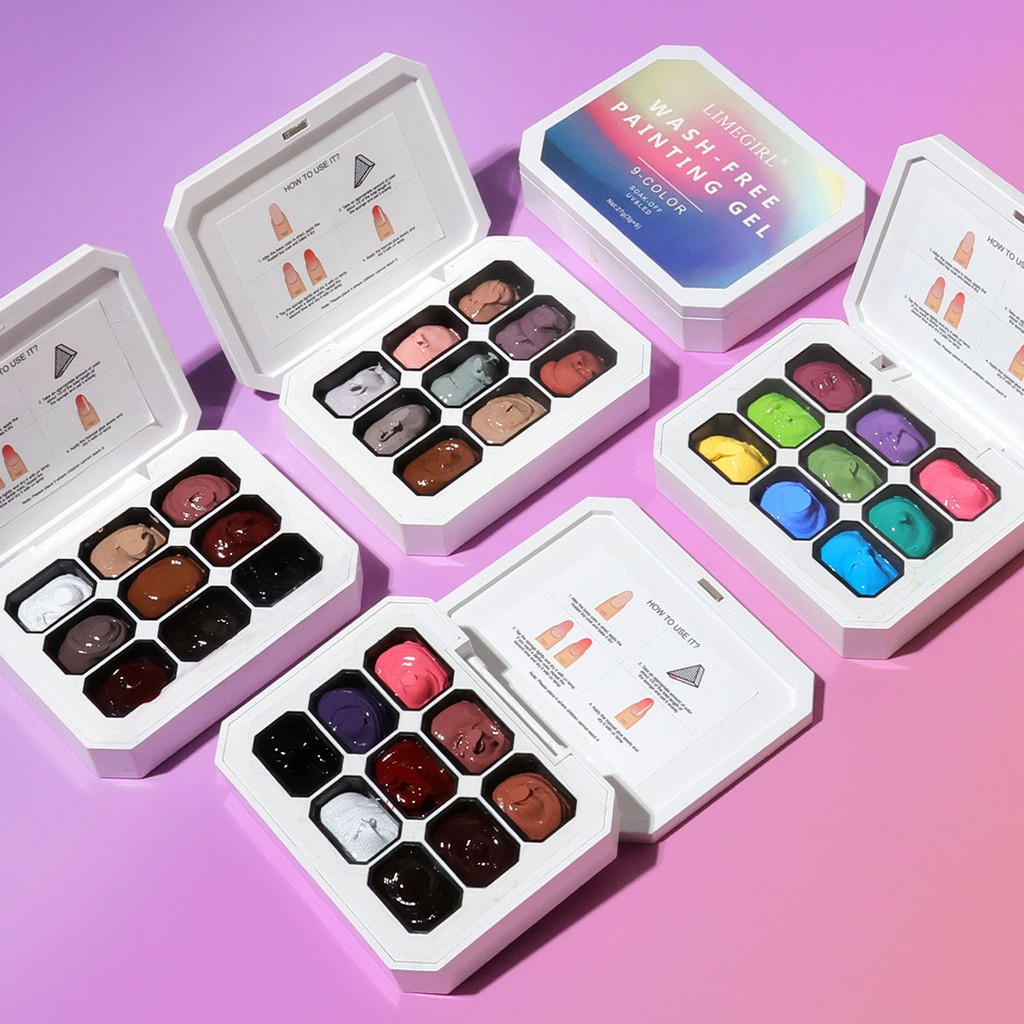 9 warna gel padat palet kuku cat kuku gel fototerapi set cat gel krim padat seni kuku diy