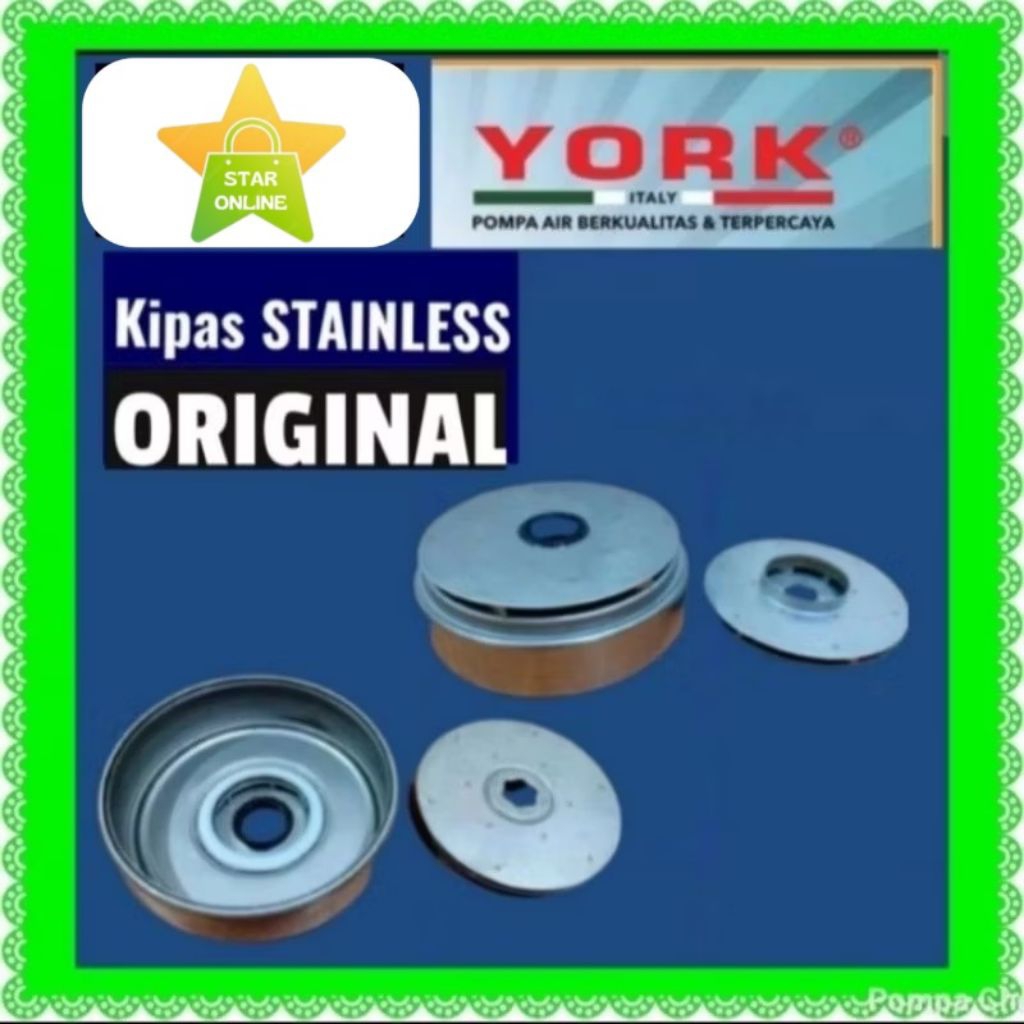 1 set rumah kipas + kipas stainless pompa satelit York 3 hp 1 phase 4syk 8-15 sibel 5syk 3-15 sumur 