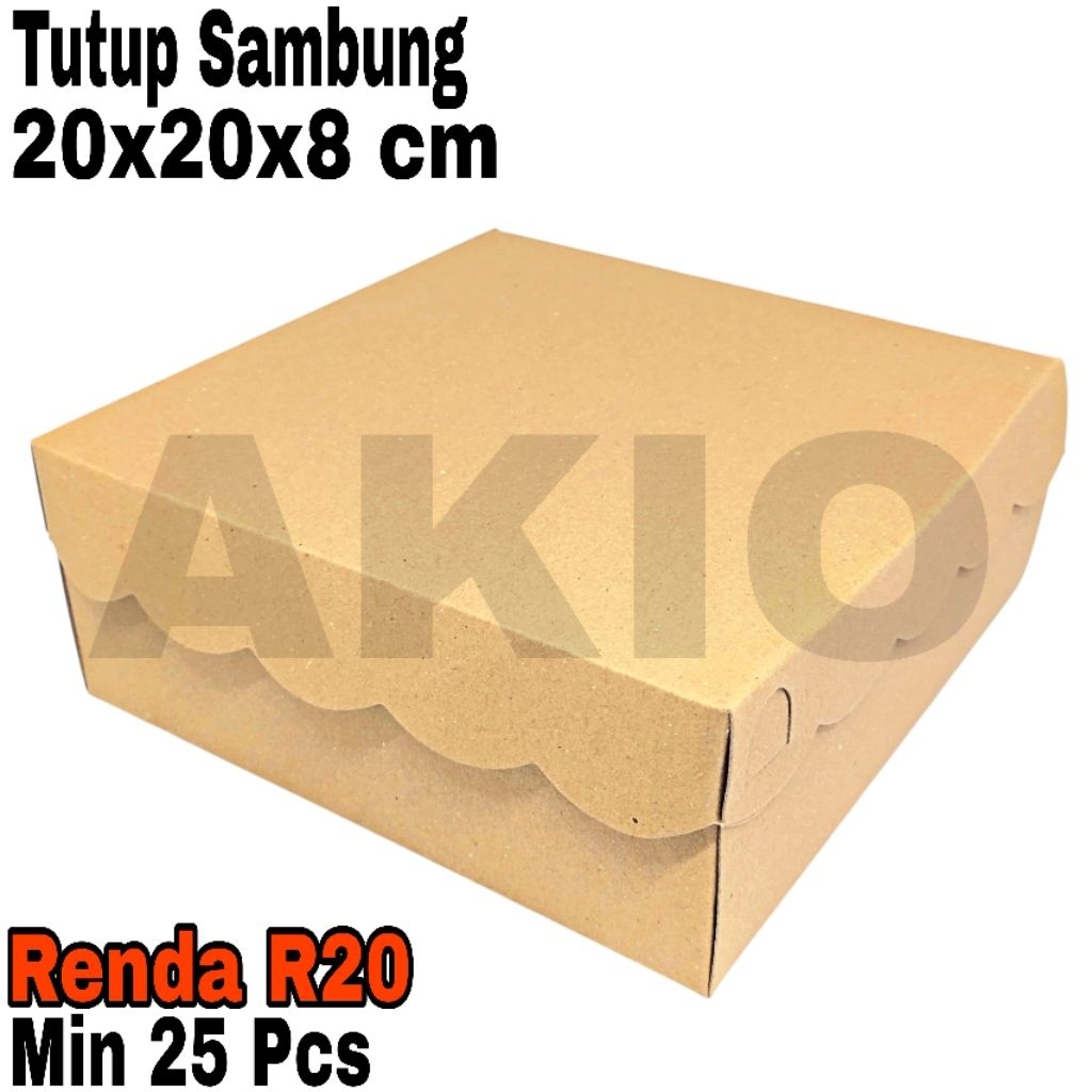 Dus Nasi Kotak 20x20 Motif Coklat Craft Polos Kraft R20 Box RENDA Tasyakuran Snack Makan Catering Ka