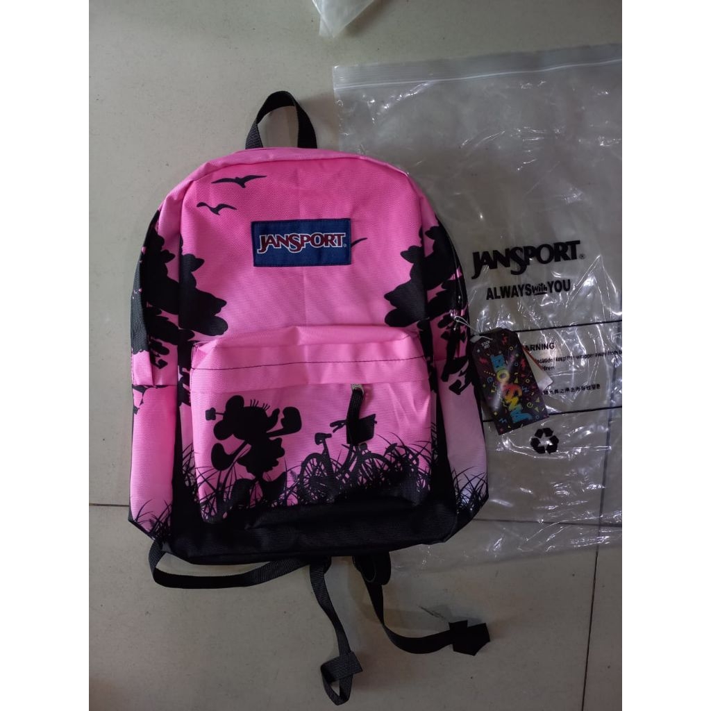 Tas Ransel Jansport Premium Motif Mikey Pink Full Jansport Pria/Wanita Bisa COD - Ringan & Tahan Lam