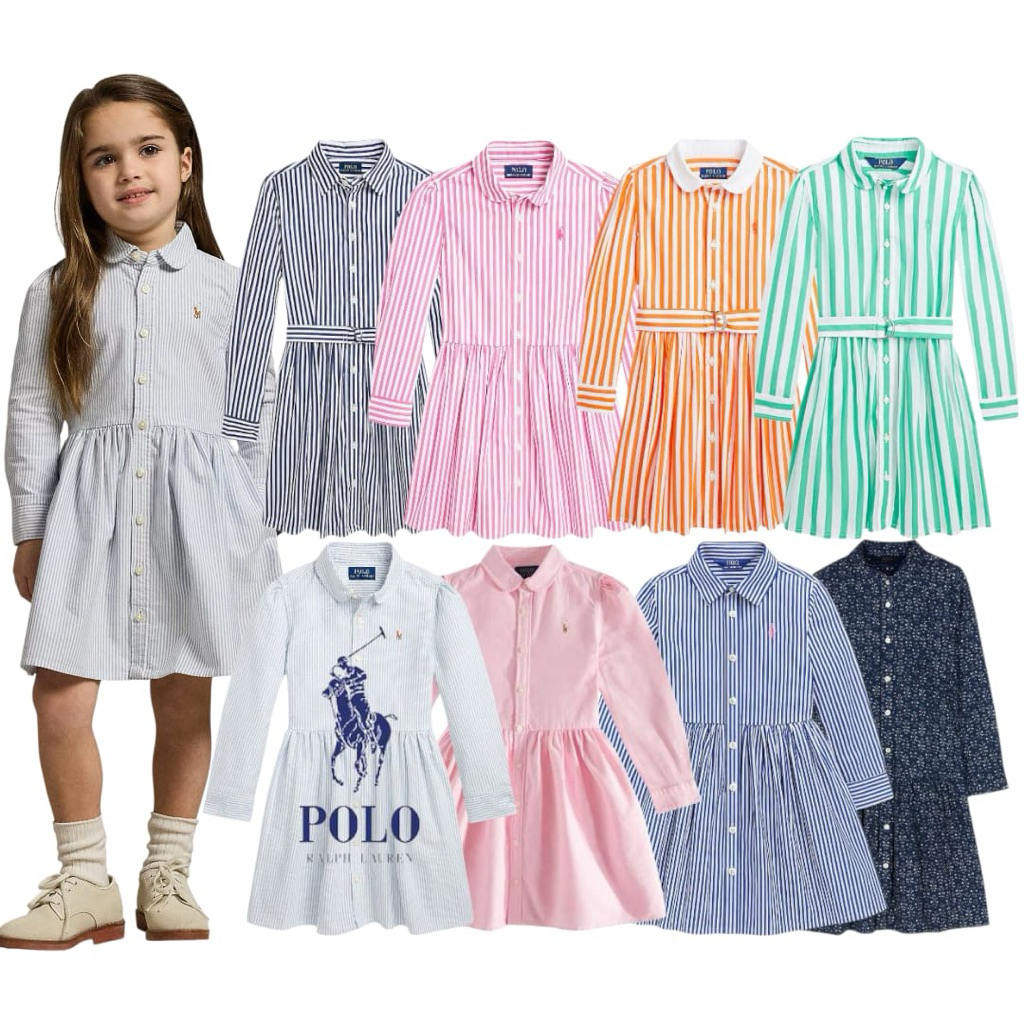DRESS POLO ANAK PEREMPUAN RALPH LAUREN KEMEJA LENGAN PANJANG ORIGINAL BRANDED (2Y/14Y) SQ46