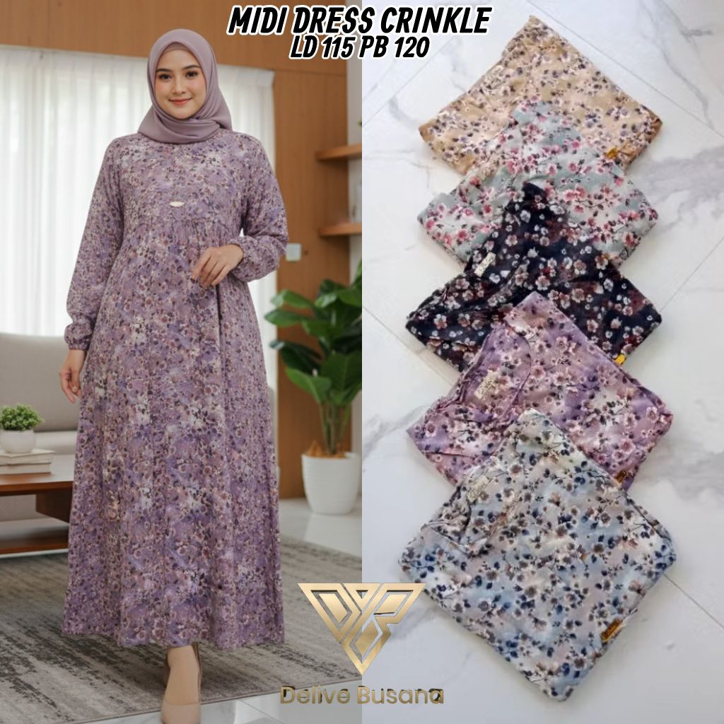 MIDI DRESS CRINKLE//MIDI DRESS CRINKLE AIRFLOW MOTIF BUNGA//HOMEY DRESS CRINKLE