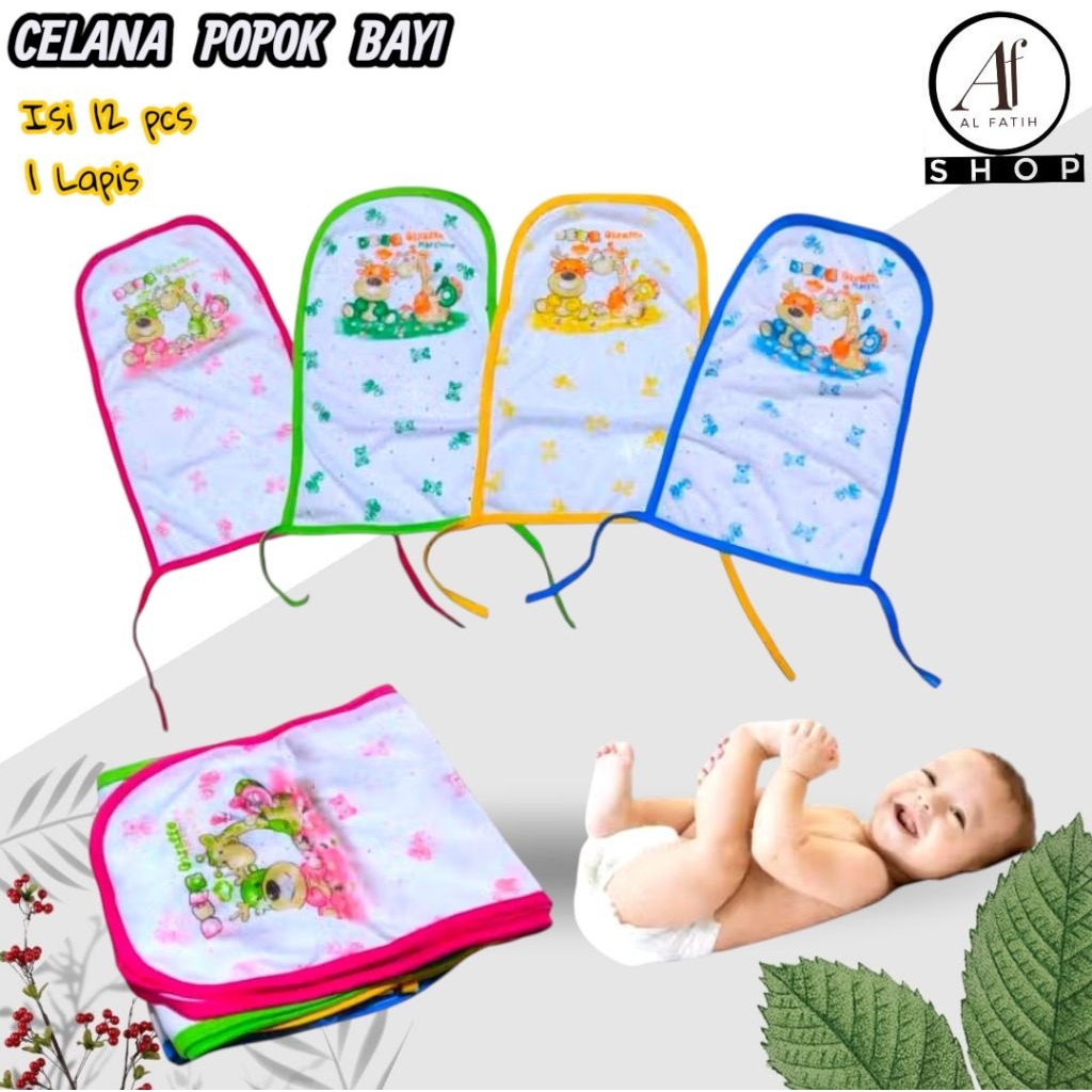1 Lusin Celana Popok Kain Tali Bayi Katun Motif Dan Polos