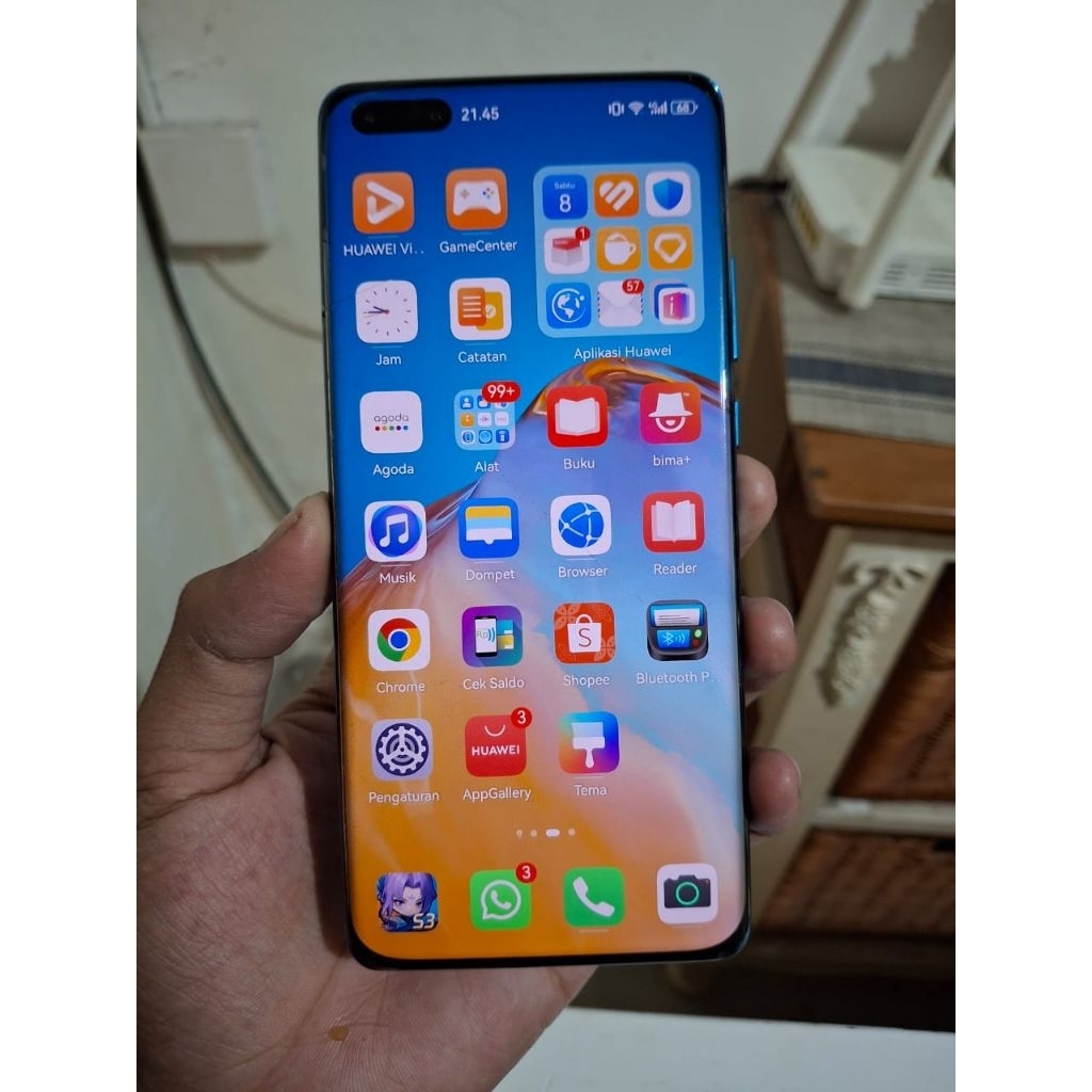 Lcd + frame copotan ori huawei P40 Pro , minus tc aja retak alus 2 helai