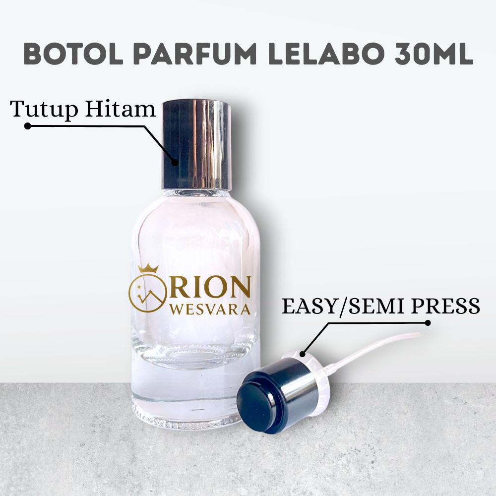 Botol Parfum LeLabo 30ML Easy/Semi Press Tutup Hitam - Botol Kaca Kosong Le Labo 30ML Parfum Elegan