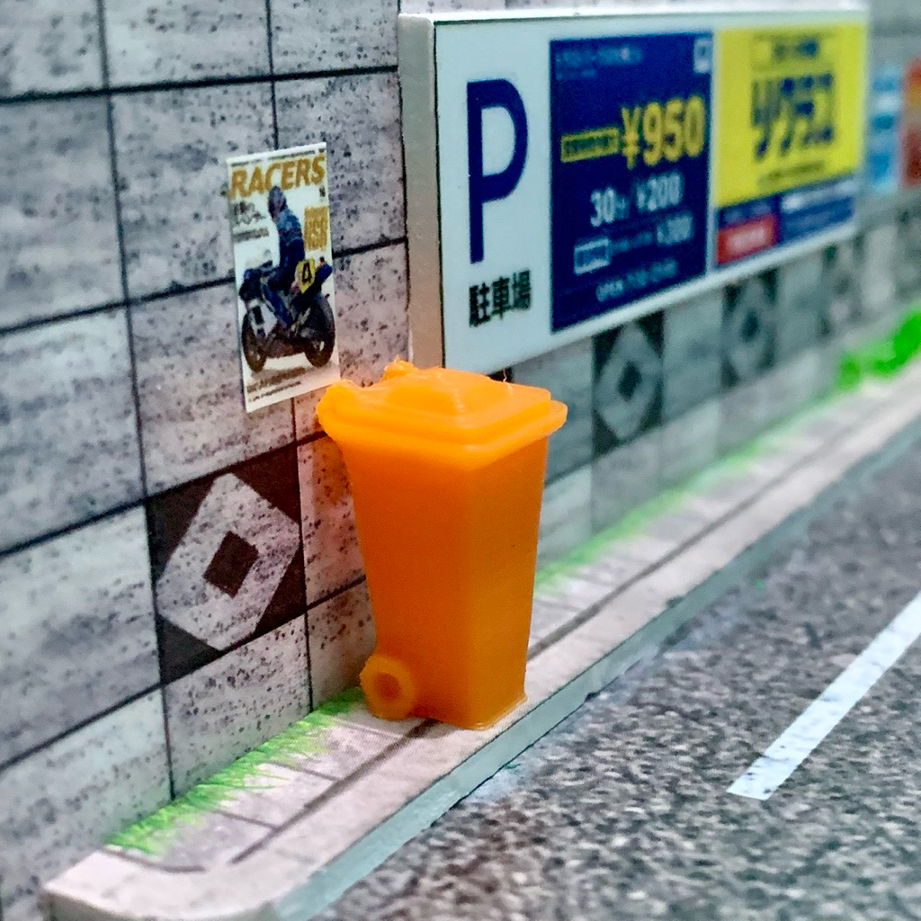 Hiasan diorama 1:64 trash bin (tempat sampah besar)