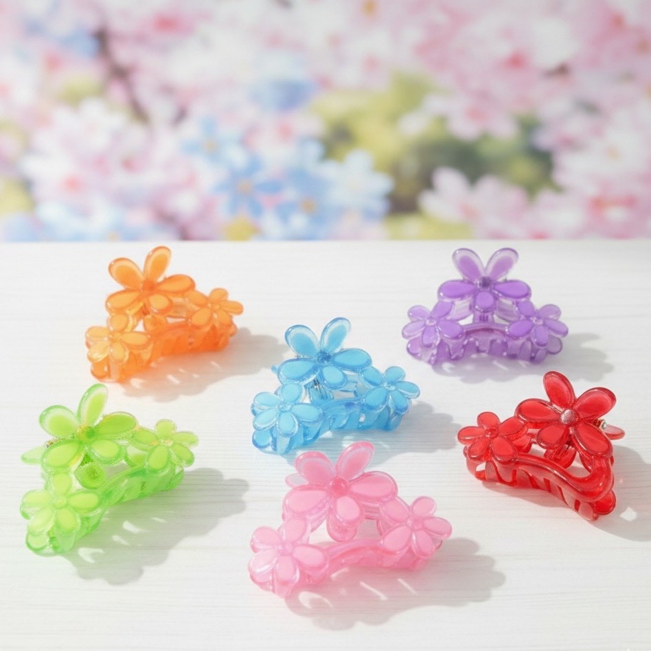 jepit rambut besar bunga bening