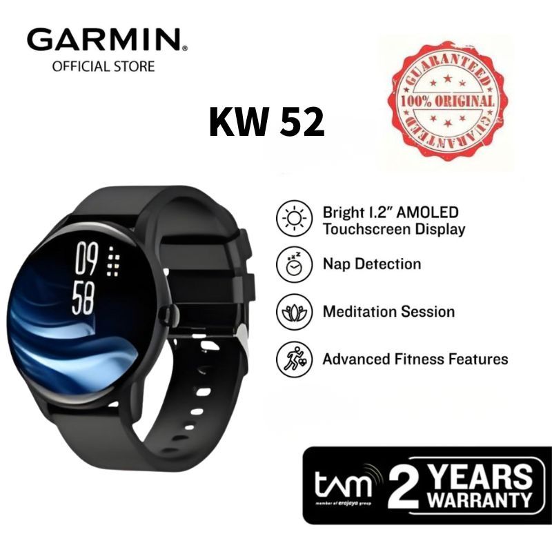 Garmin kw52 Watch Face Layar Sentuh HD 1,47 Inci Tali 21mm | Tahan Air IP68 | Smartwatch Kesehatan O