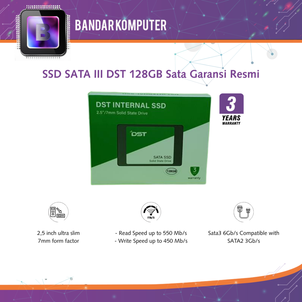 SSD SATA III DST 128GB Sata Garansi Resmi