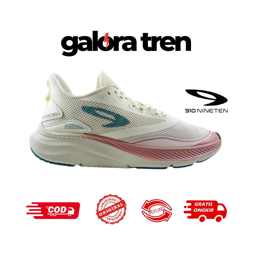 910 SAKURA PUTIH/PINK - Sepatu Lari / Sakura 910Nineten Original