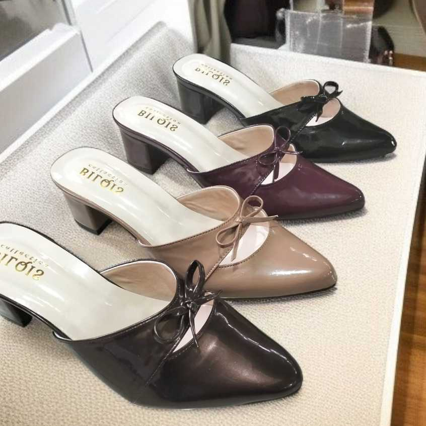 Sandal heels wanita selop hak-tahu 5cm