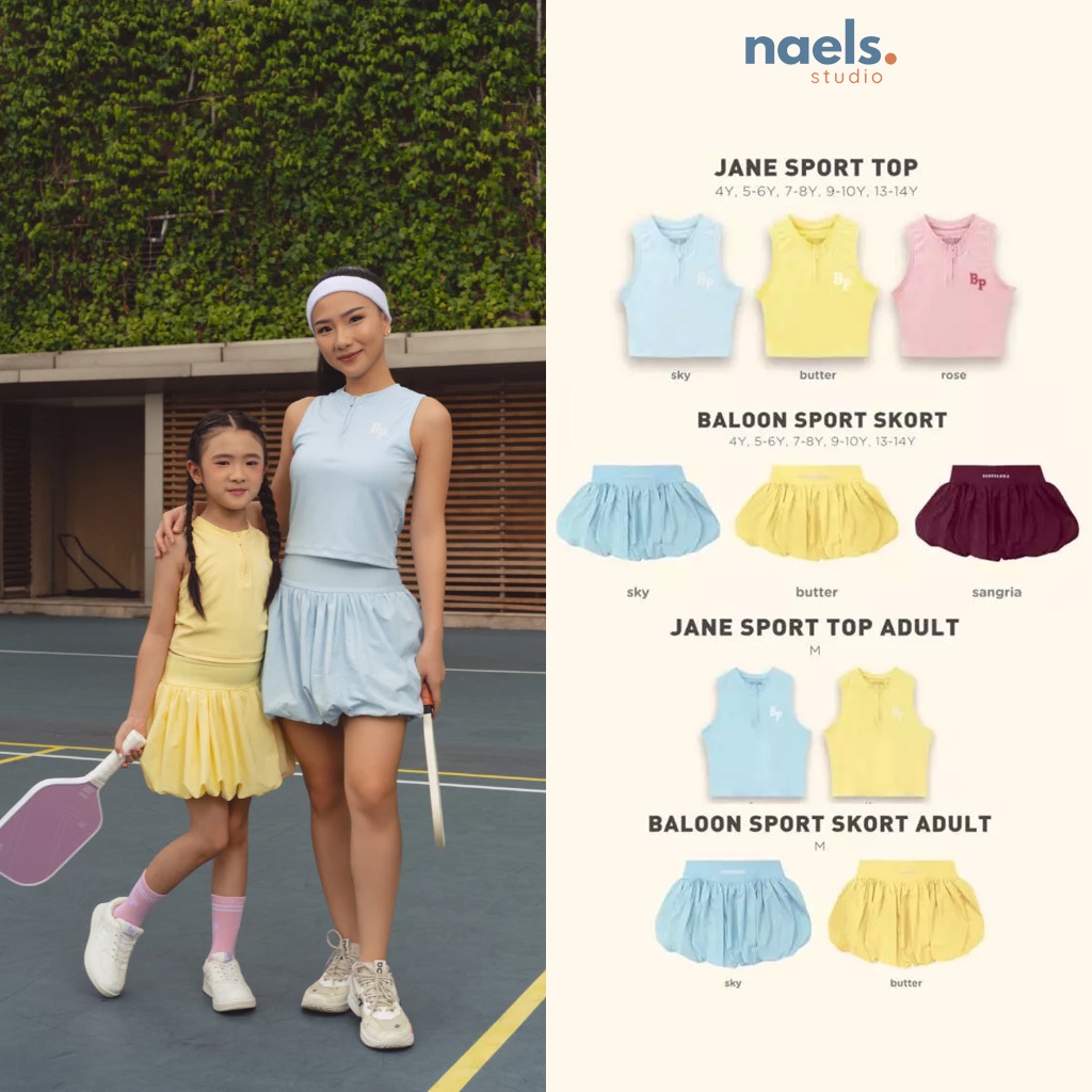 Naels Studio - Jane Sport Top & Baloon Sport Skort by Bohopanna / Baju Olahraga Anak dan Dewasa Polo