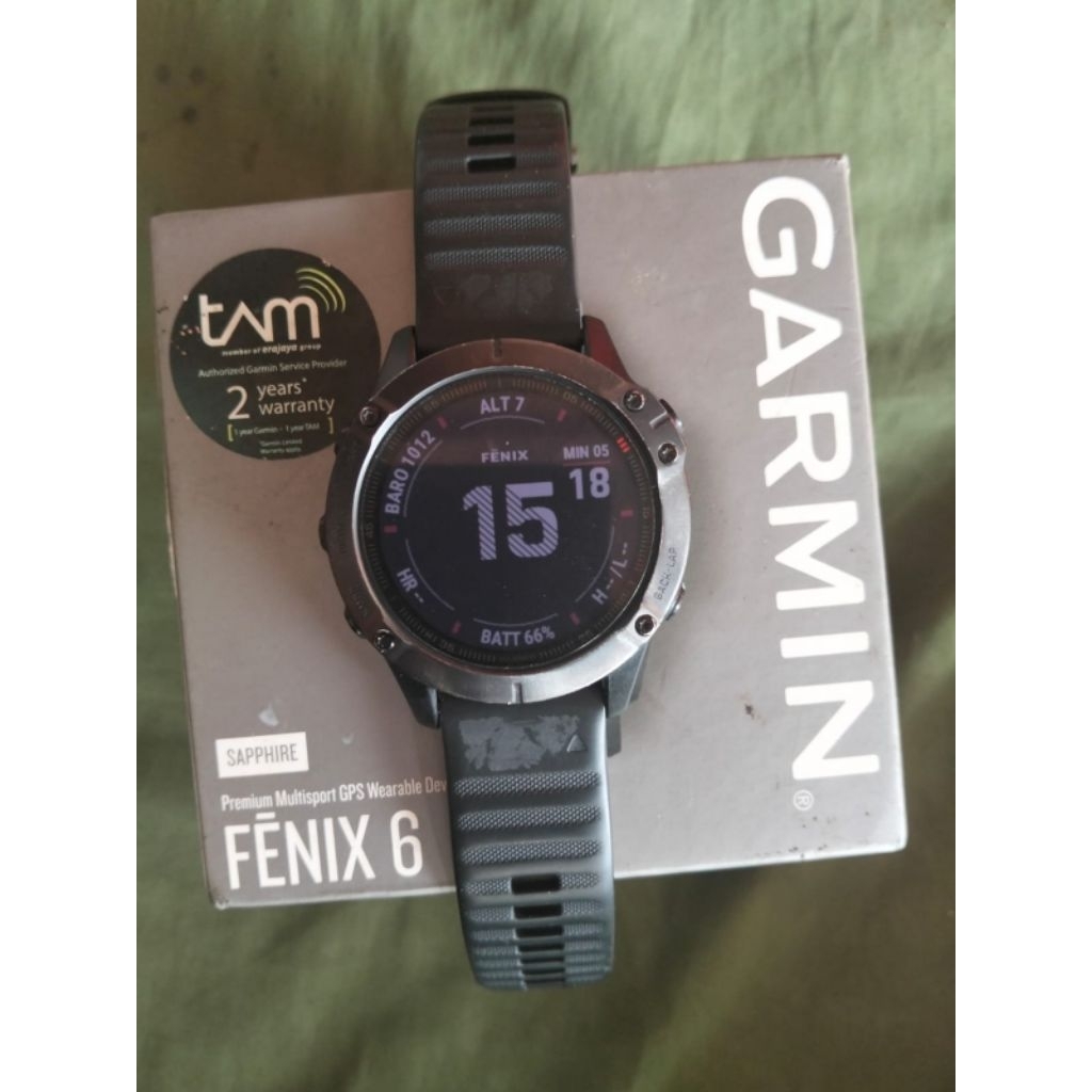 GARMIN FENNIX 6 SHAPIRE - PERNAH DIPAKAI SECOND Jam Tangan Outdoor Lari Hiking