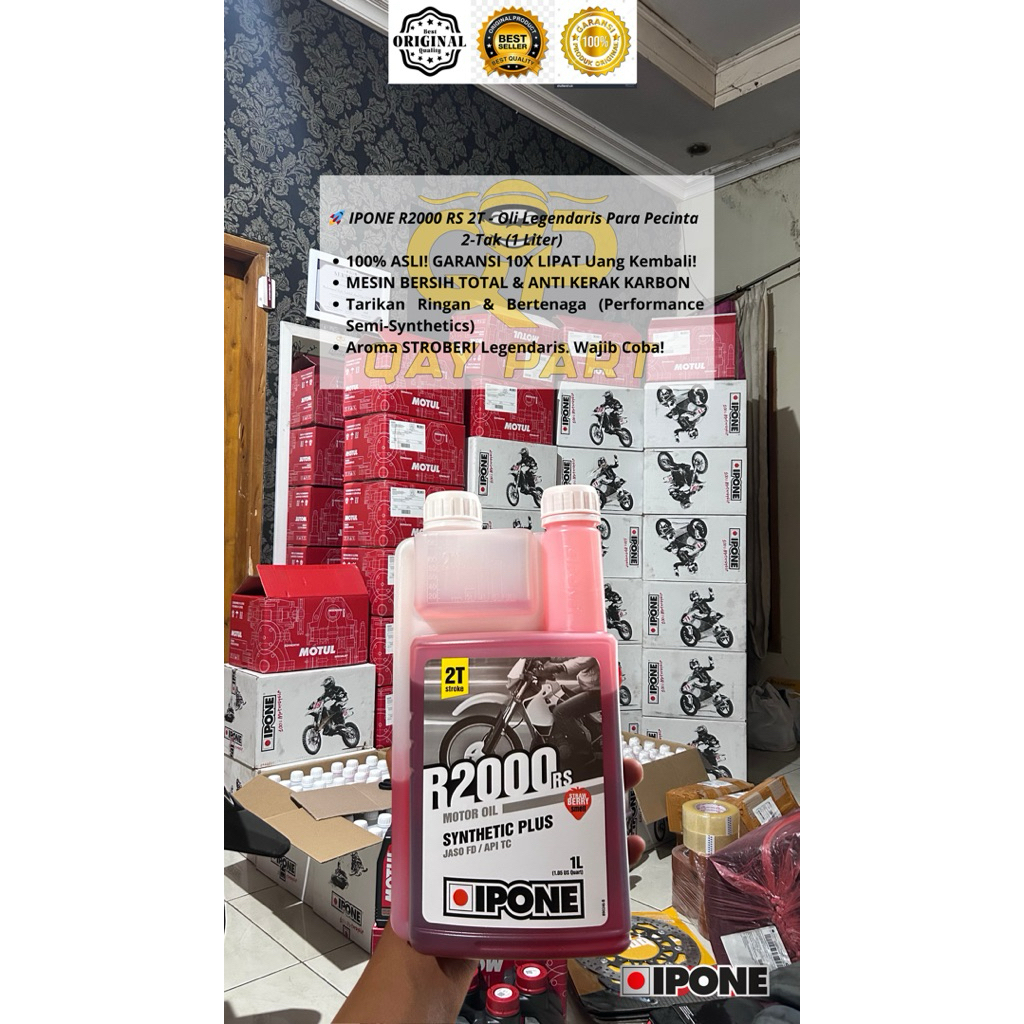 GARANSI UANG KEMBALI ORIGINAL IPONE R2000 RS 2T - Oli Legendaris Para Pecinta 2-Tak (1 Liter)/IPONE 