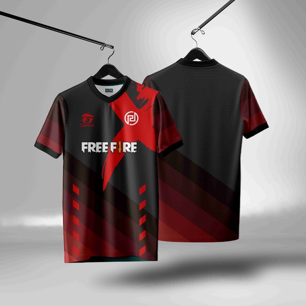ersey Game Jersey Gaming Esport FREE FIRE Baju Gaming Baju Game FF Printing Gratis Kasih Nama Dan Ga