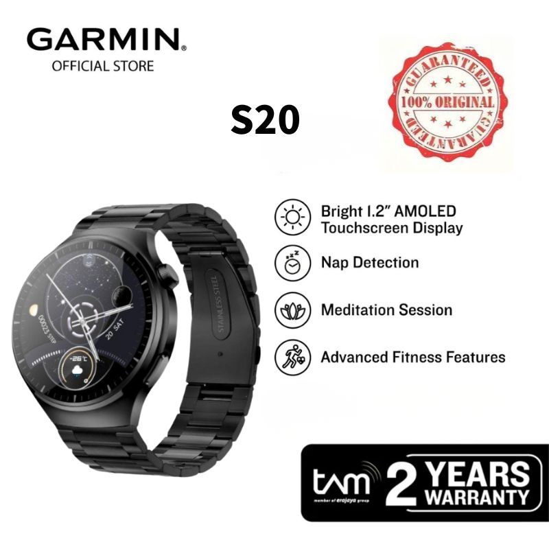 [100% Asli] Garmin  Smart Watch S20 Smart Class Watch AMOLED AMOLED AMOLED Layar ultra-jelas Waterpr