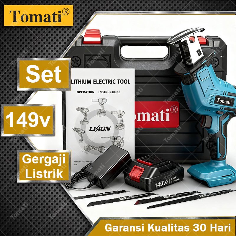 Tomati Cordless Reciprocating Saw 149V Mini Chainsaw Cordless Chainsaw/ mesin gergaji kayu/ gergaji 