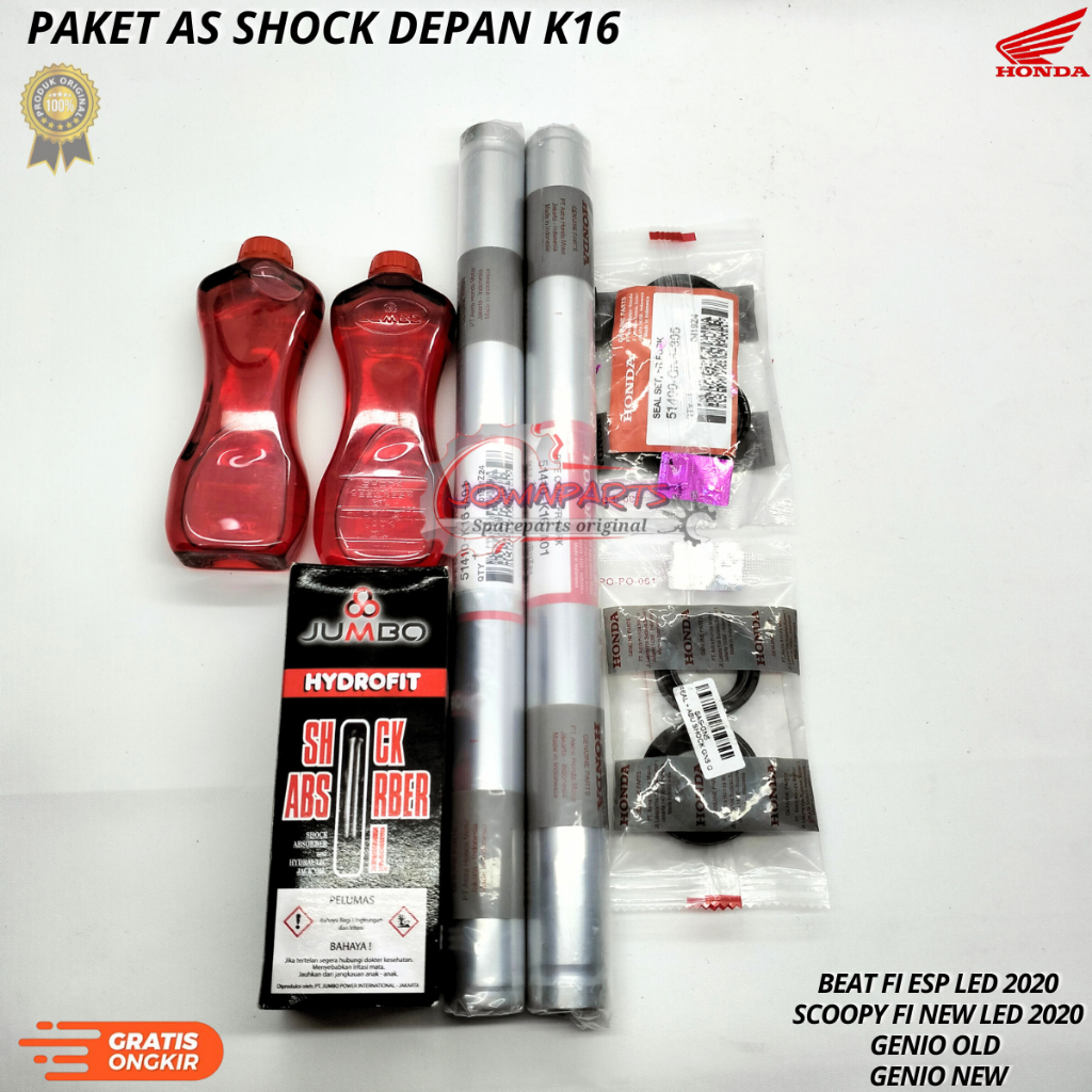Paket as shock depan honda BEAT FI ESP 2020,SCOOPY FI NEW 2020,GENIO ,K16 berkualitas original asli