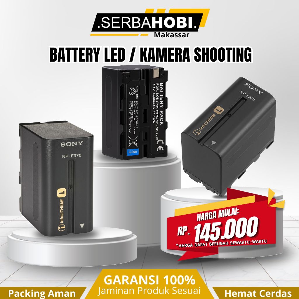 KAMERA SHOOTING / BATTERY LED  - Battery Kamera NP-F770 NP-F750  for Sony  - Black / Battery Lampu N