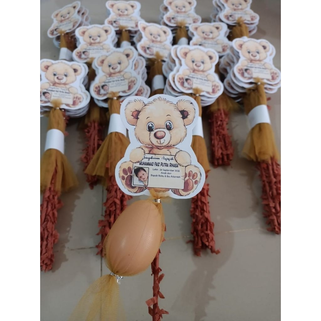 Bendera+ kantong telur Aqiqah (BERUANG)