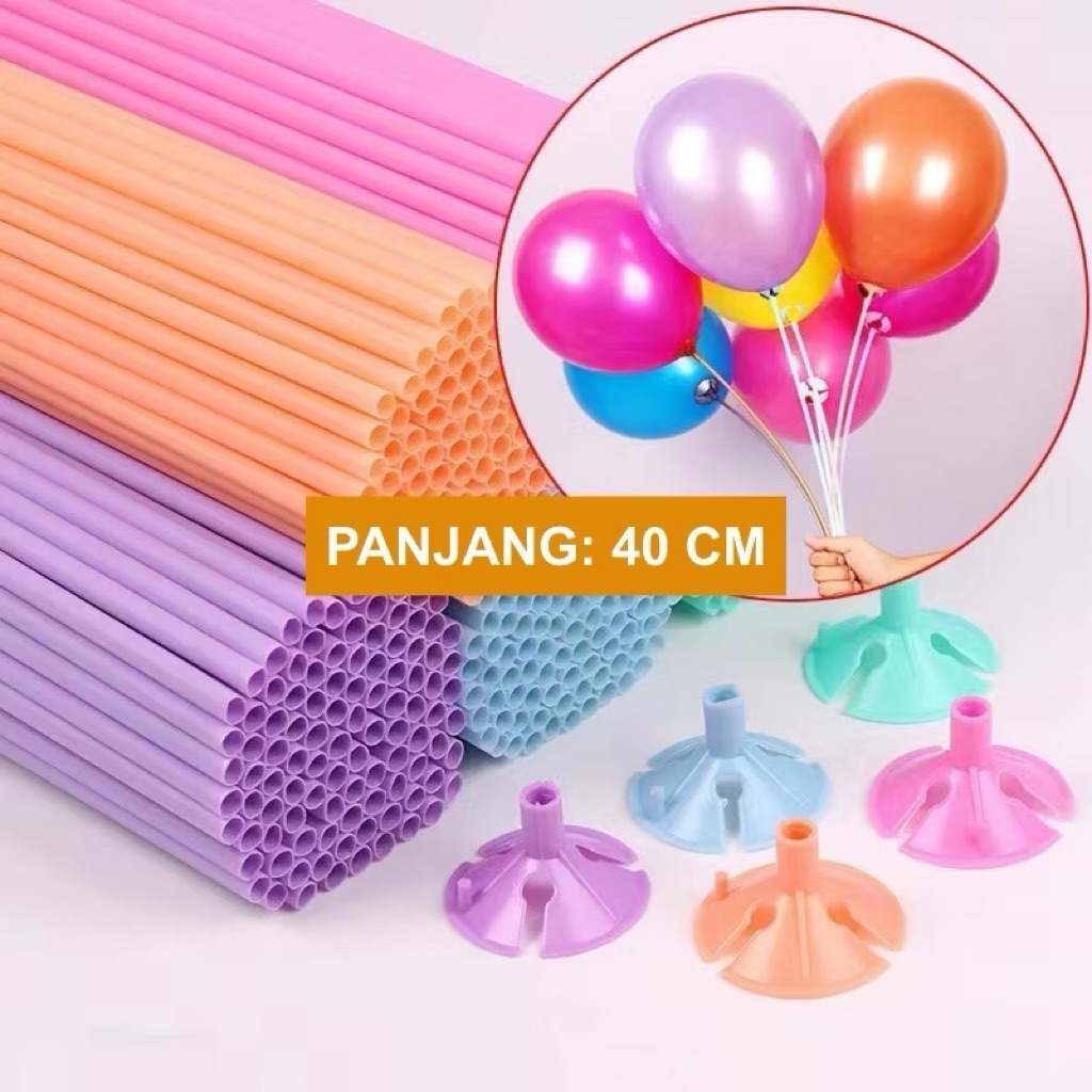 Tangkai Balon + Holder panjang 40 cm | Stik Balon Latex
