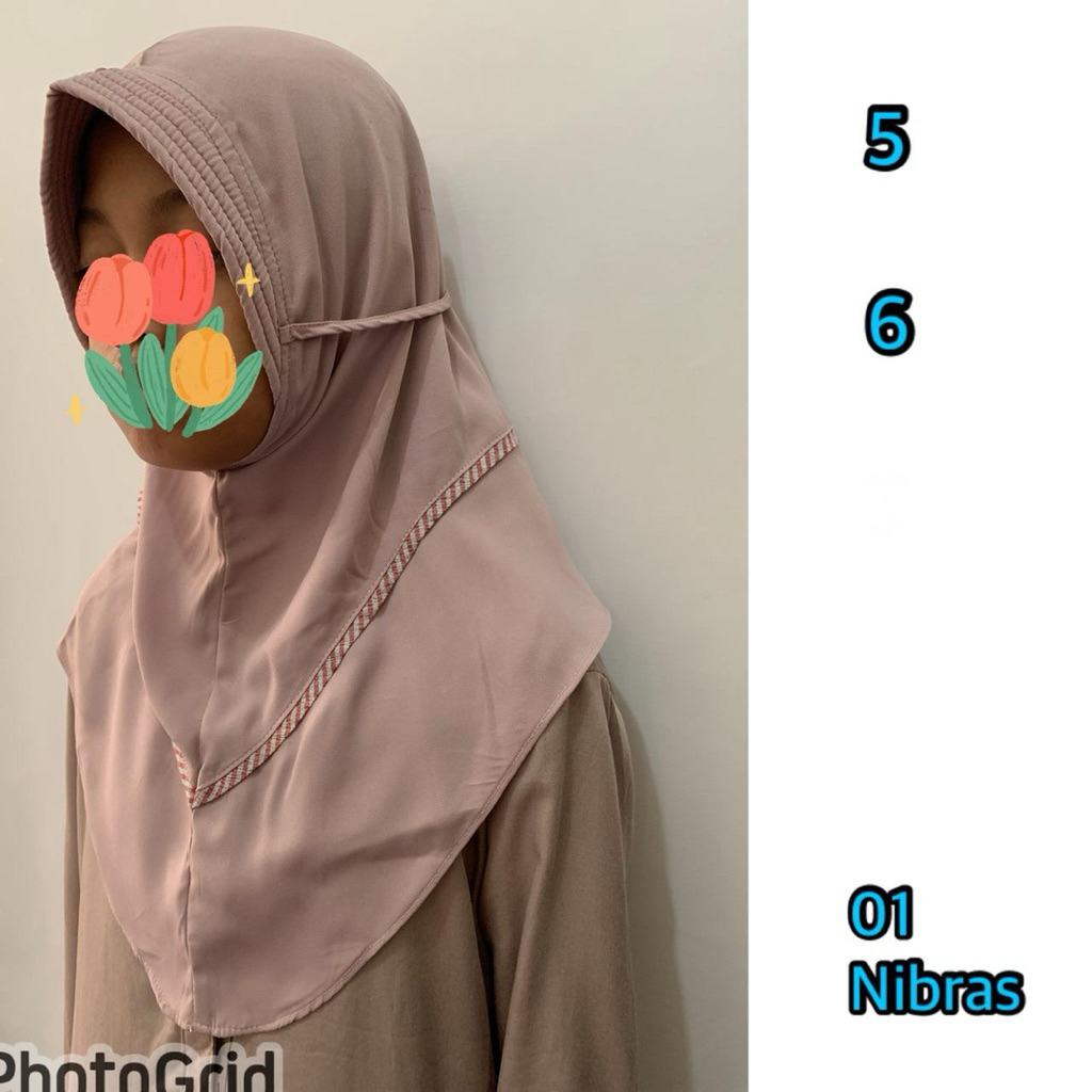 JILBAB ANAK NIBRAS / HIJAB ANAK NIBRAS / KRUDUNG INSTAN NIBRAS