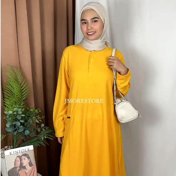 Kaos Tunik Wanita By JMORE Bahan Lacos & Pique 24s Panjang Standar Bawah Lutut Model A+Saku Part 4