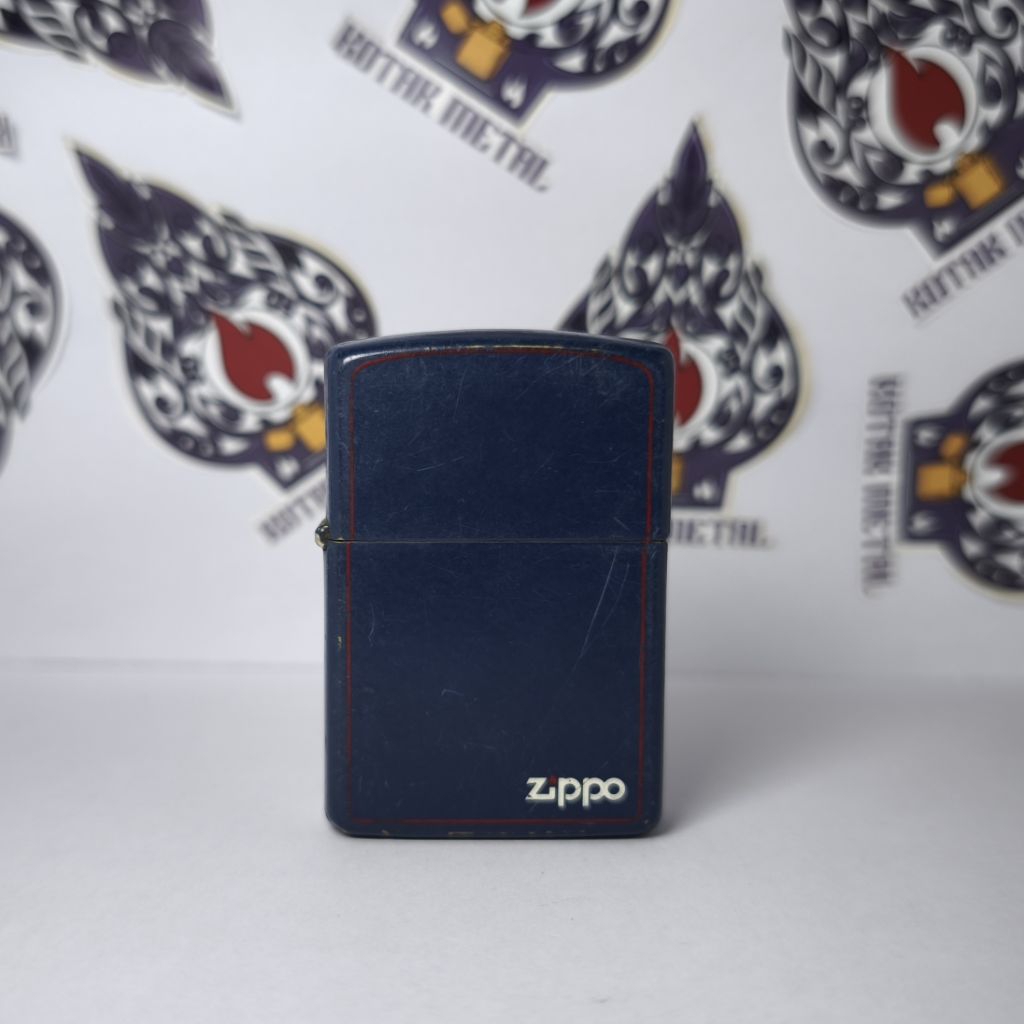 ZIPPO BLUE MATTE RED BORDER TAHUN 1989
