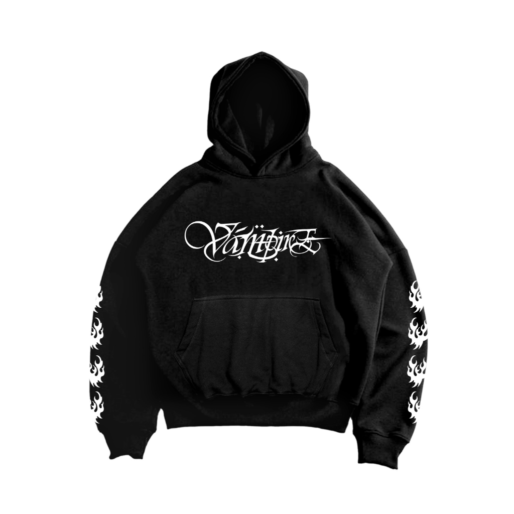Hoodie Boxy Oversize Pria Wanita Fleece 330 Gsm Syria Hitam Vampire Kingdom Sweatshirt Jumper Jaket 