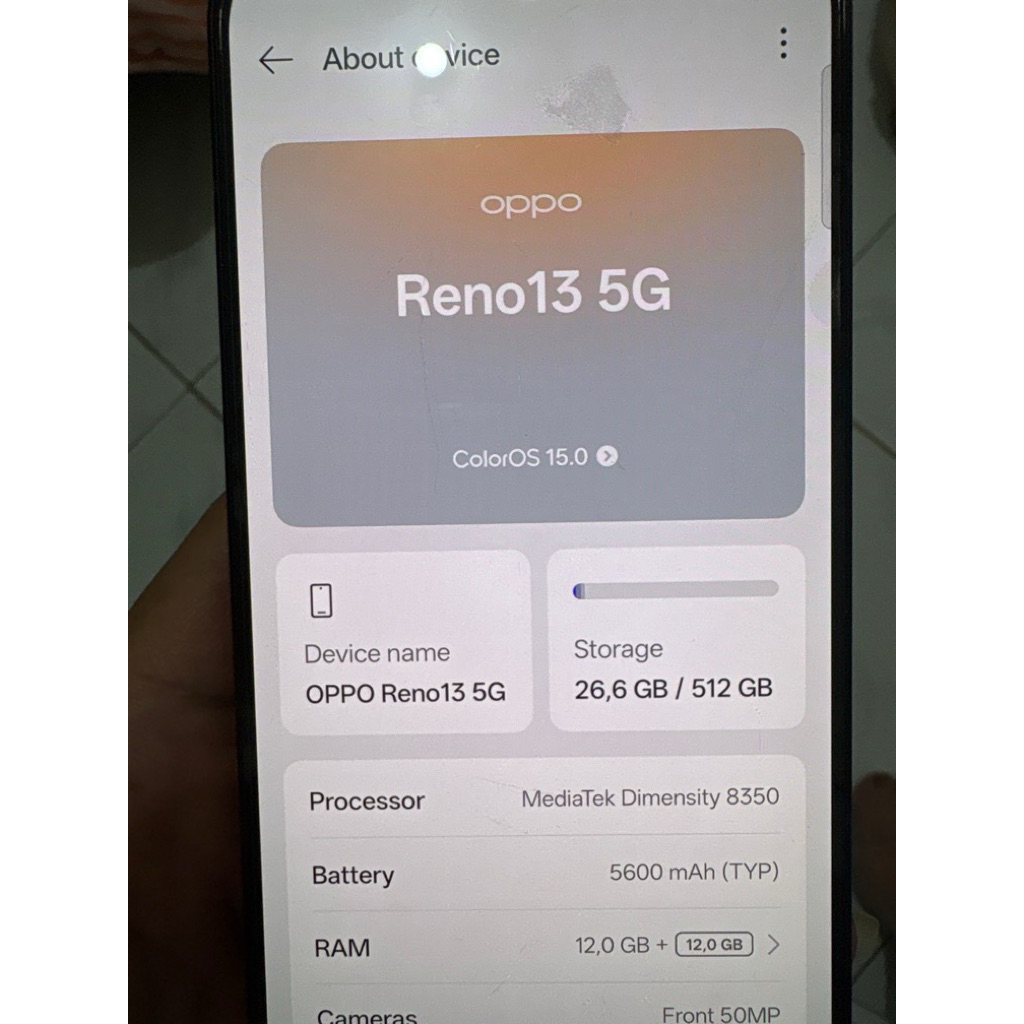 oppo reno 13 5G ram12/512gb second nego