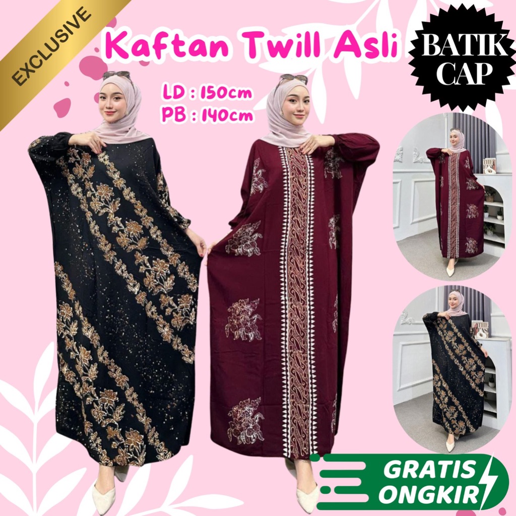 Kaftan Twill Asli 100% Batik Cap Bahan Twill Ori Tebal Jumbo Kaftan Kualitas Premium Bahan Twill Ori