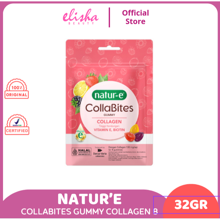 Natur-E Paket Glass Skin Glow - Collabites Pouch Gummy Collagen 130MG