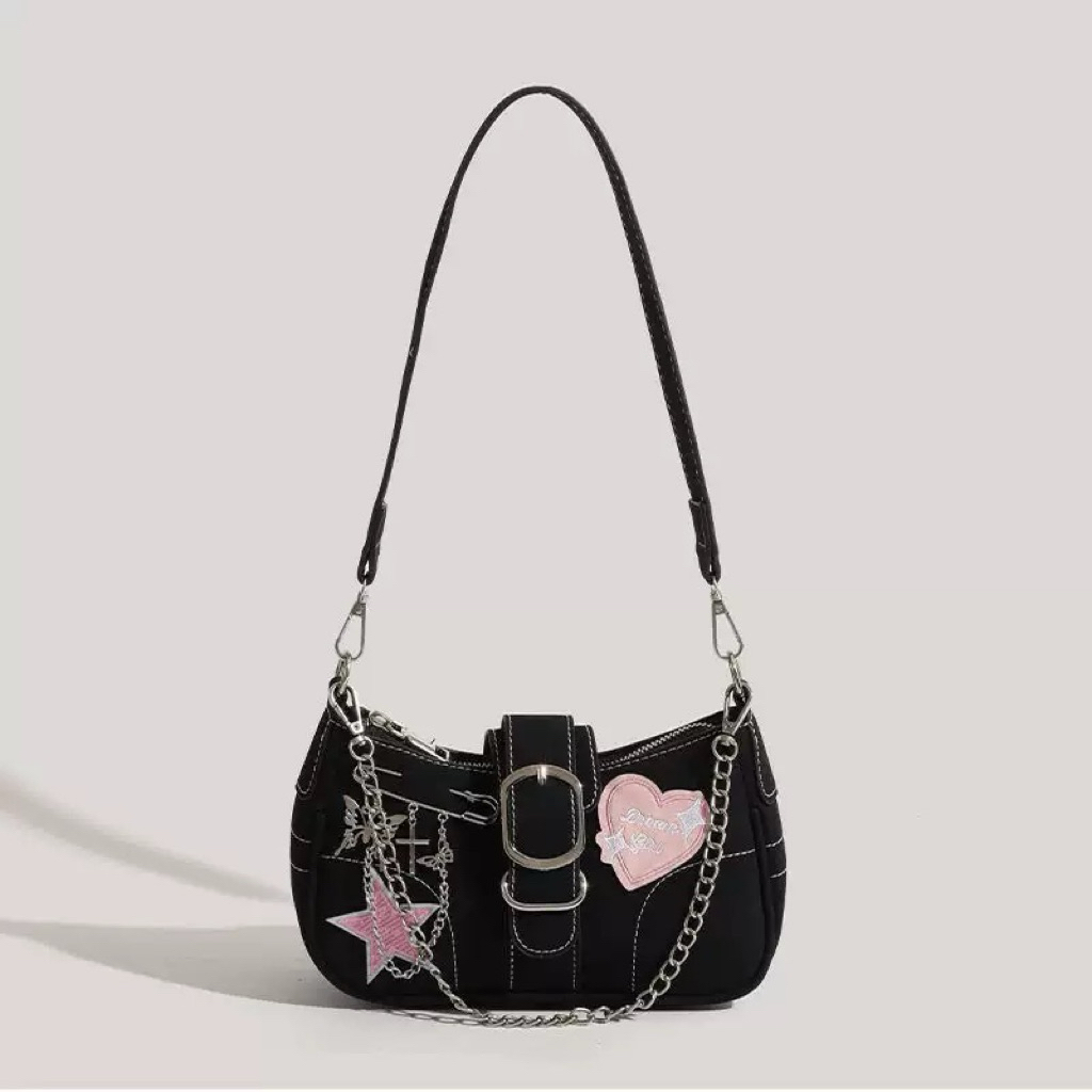 CK 359 Tas Bahu Wanita Kanvas Tas Ketiak Butterfly Love