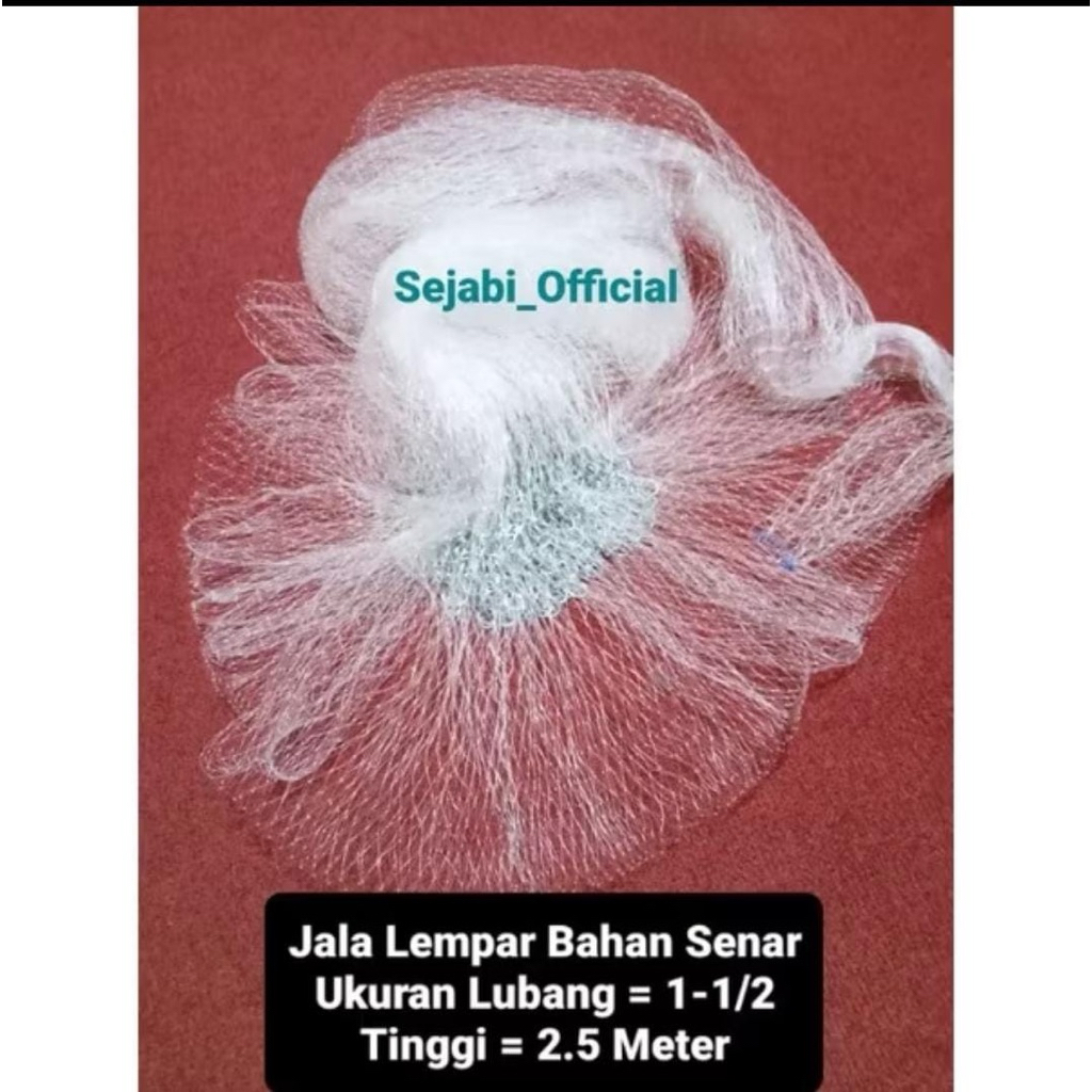 (Sejabi) Termurah jala lempar ikan ukuran 1 1/2(1.5) Inch tinggi 2.5 meter bahan senar/ tansi