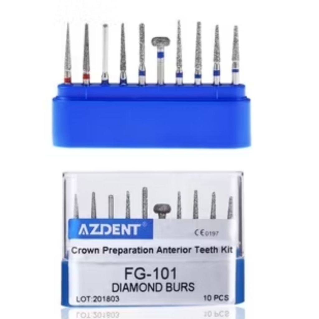 Azdent Bur Dental Diamond Preparation Preparasi Gigi Crown Molar Anterior