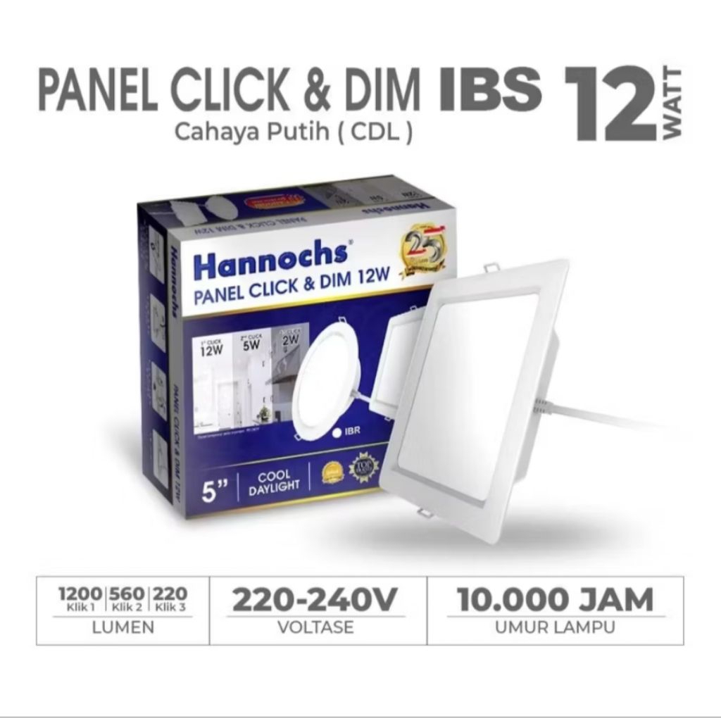 LAMPU DOWNLIGHT HANNOCHS 12WATT PANEL CLICK DIM IBS