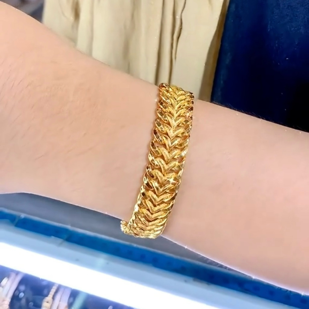 Gelang Rantai Lipan Panah New Xuping Titanium Lapis Emas Bracelets Wanita Remaja Dewasa Trend Elegan