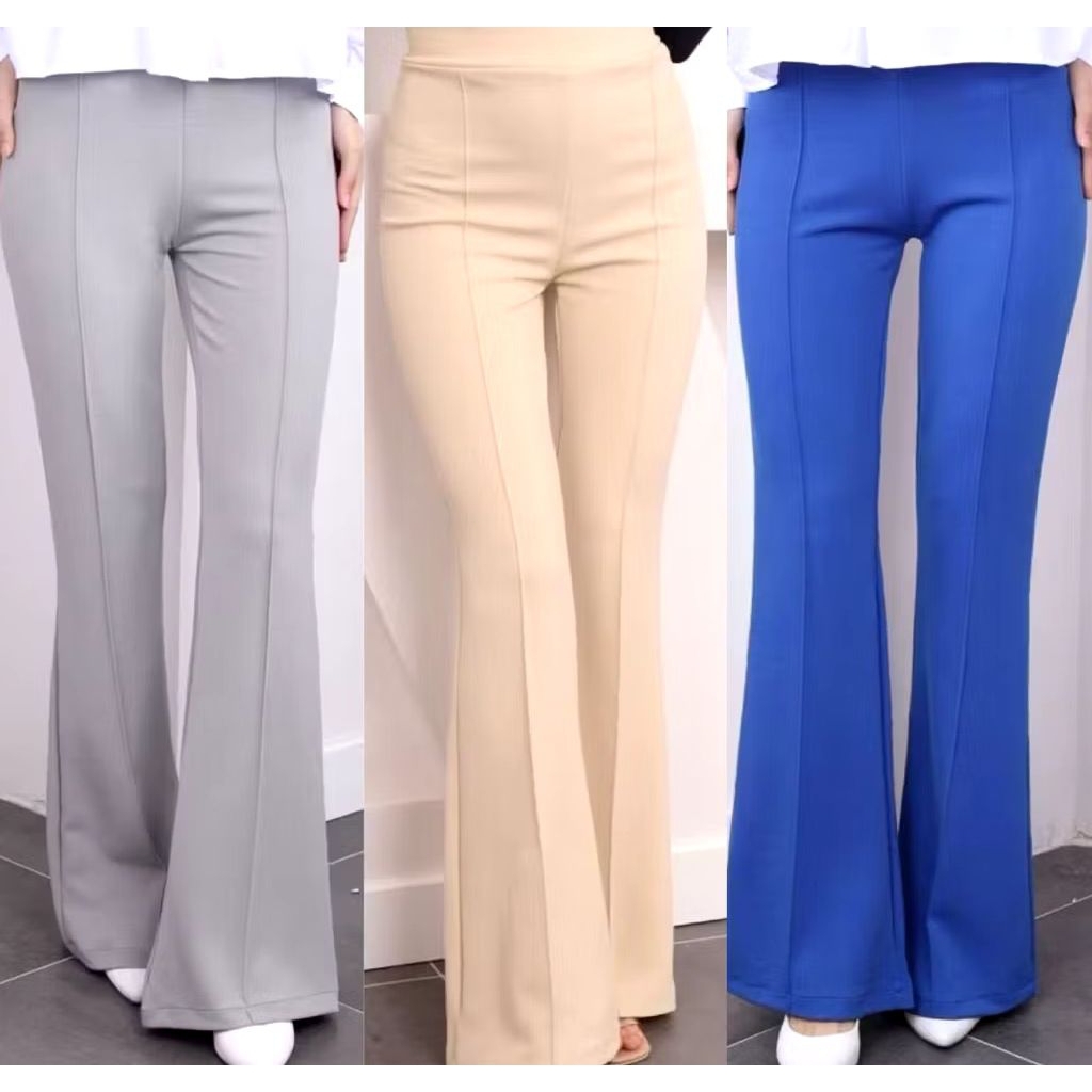 Scuba Cutbray List Highwaist Celana Wanita yg Lagi Trend Kekinian